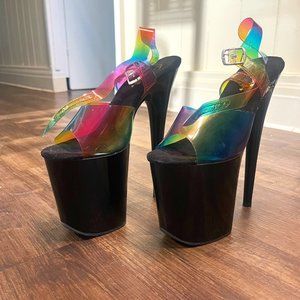 Pleaser Flamingo 808 Rainbow Platform Heels